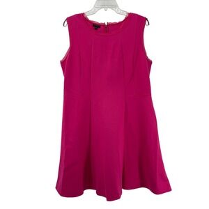 Talbots Dress Womens 16P Fit & Flare Pink Lace Trim Sleeveless Petite EXCELLENT